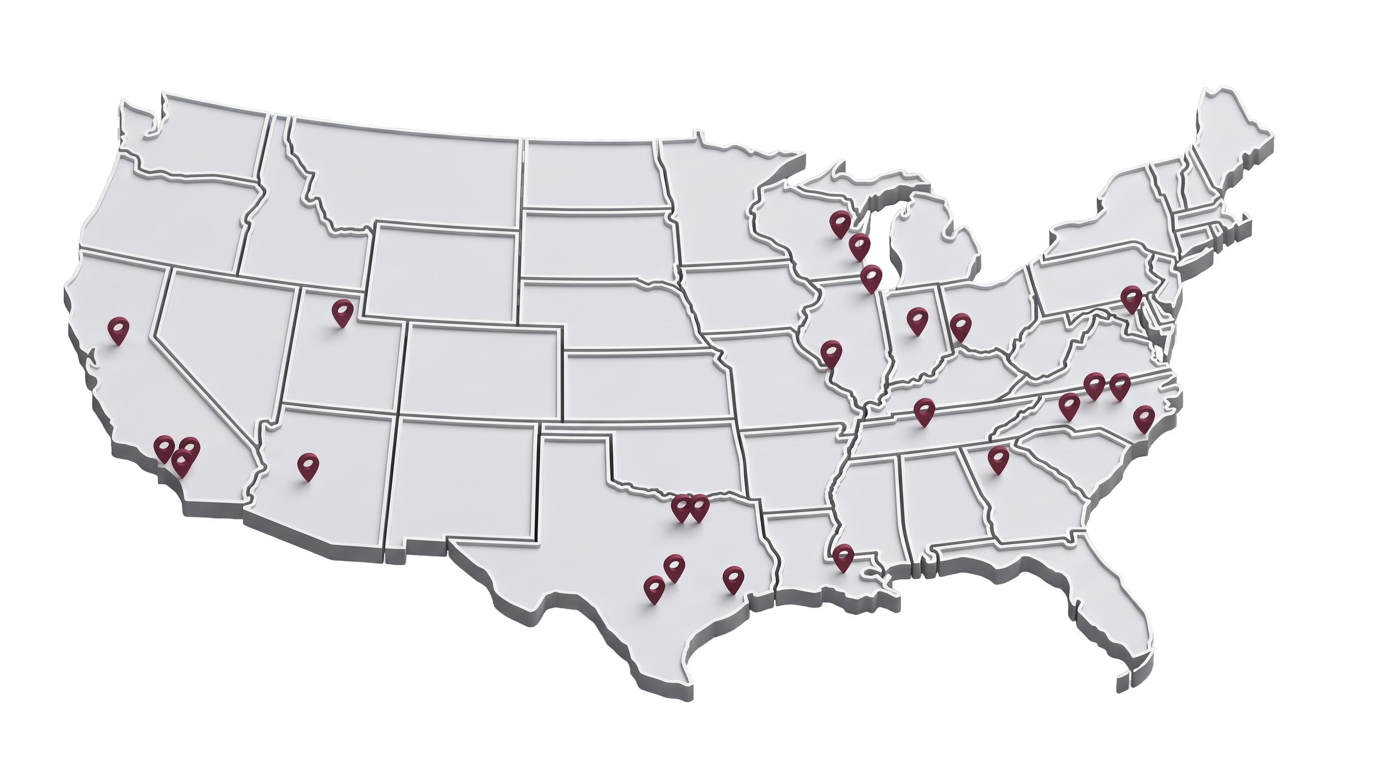 Map of Pest Clear service areas across the United States